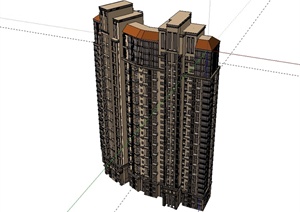 某西班牙风格住宅高层建筑楼设计SU(草图大师)模型