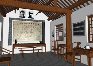 红军纪念馆室内设计SU(草图大师)精致设计模型