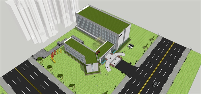 现代老人疗养院建筑方案SU精致设计模型(1)
