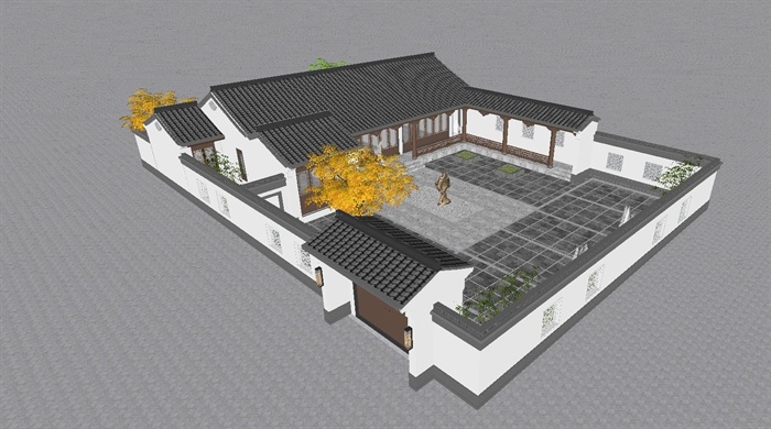 一个新中式景区展览馆SU精致设计模型(3)