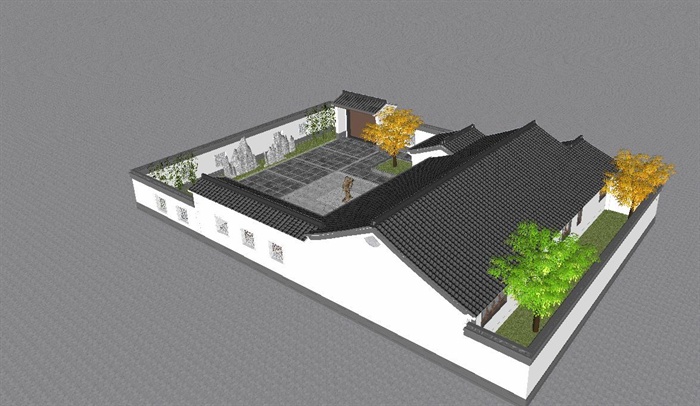 一个新中式景区展览馆SU精致设计模型(6)