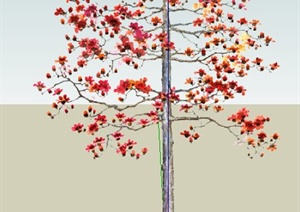 手绘红花树木植物SU(草图大师)素材模型