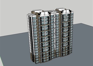 现代风格详细小高层小区居住楼设计SU(草图大师)模型