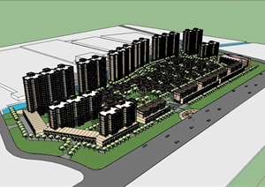 某新古典风格多层及高层住宅小区建筑楼设计SU(草图大师)模型
