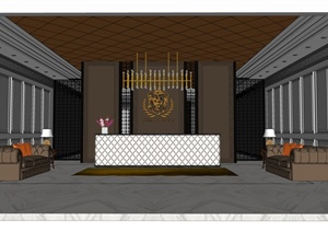 某欧式风格酒店大堂装饰设计SU(草图大师)模型含JPG效果图
