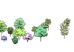 手绘植物群素材设计SU(草图大师)模型