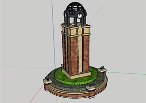 欧式风格详细完整的钟楼设计SU(草图大师)模型