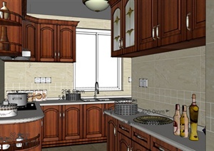 某欧式风格厨房装饰设计SU(草图大师)模型含JPG效果图