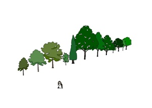 多种不同的手绘树木植物设计SU(草图大师)模型