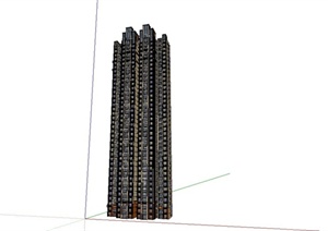 某现代风格高层住宅建筑楼设计SU(草图大师)模型