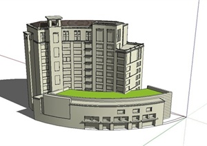 某欧式风格办公住宅综合建筑设计SU(草图大师)模型