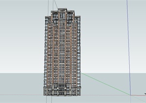 某欧式风格高层居住楼建筑设计SU(草图大师)模型
