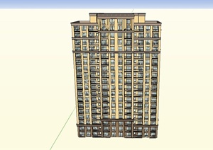 某简约新古典风格小高层住宅建筑设计SU(草图大师)模型