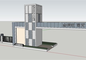 某简约现代风格商贸中心大门设计SU(草图大师)模型