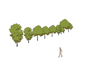 某2d手绘树木植物素材设计SU(草图大师)模型