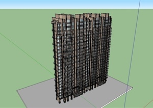 某简洁新古典风格高层住宅建筑设计SU(草图大师)模型