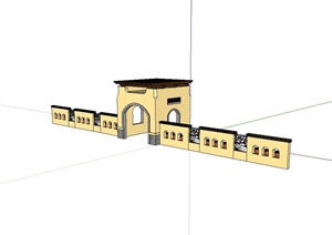 某简欧风格围墙及大门设计SU(草图大师)模型
