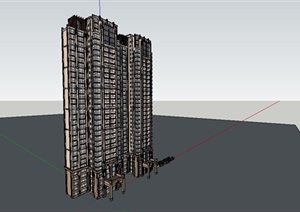 某精美新古典风格高层住宅建筑设计SU(草图大师)模型