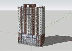 某简约现代高层商住楼建筑设计SU(草图大师)模型