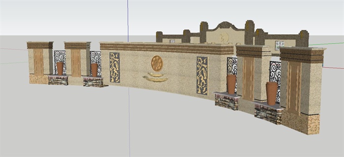 两个欧式景墙方案SU精致设计模型(1)