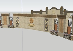 两个欧式风格景墙设计SU(草图大师)模型
