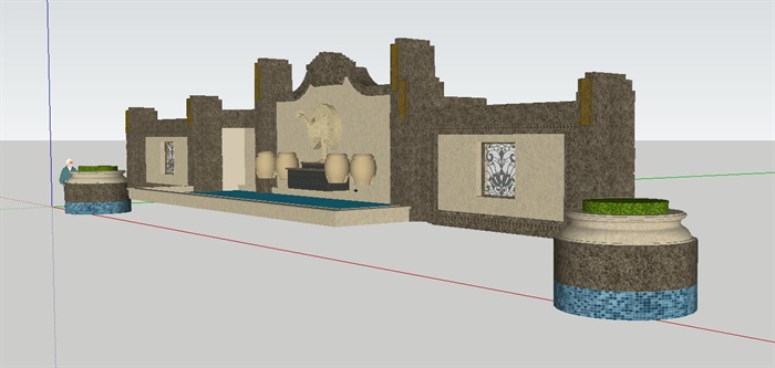 两个欧式景墙方案SU精致设计模型(3)
