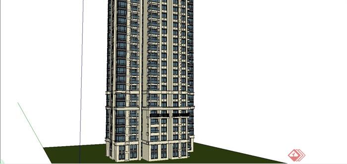 某精细新古典风格高层办公楼建筑设计SU模型(2)