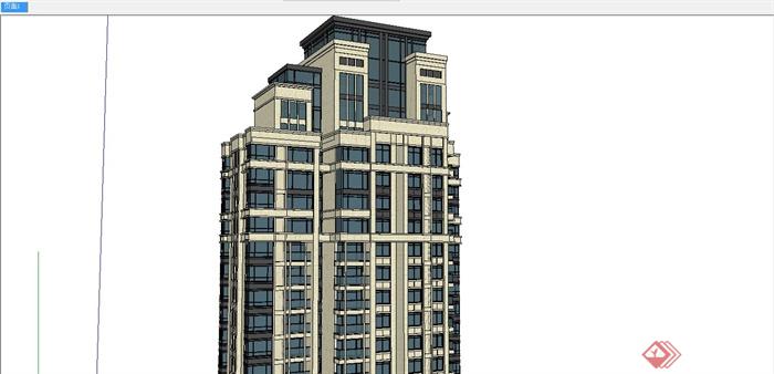 某精细新古典风格高层办公楼建筑设计SU模型(3)