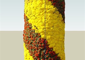花卉柱景观柱植物素材SU(草图大师)模型