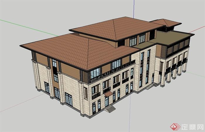 某欧式风格多层接待处建筑楼设计su模型(3)