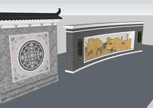 6个新中式景墙精致设计SU(草图大师)模型