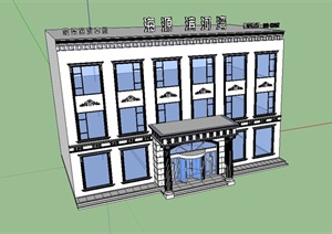 ,某简约欧式风格售楼部建筑设计SU(草图大师)模型