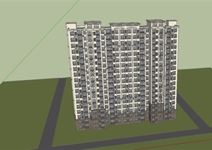 某简洁欧式风格高层住宅楼建筑设计SU(草图大师)模型