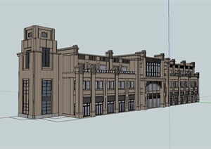 某新古典风格多层入口商业建筑楼设计SU(草图大师)模型