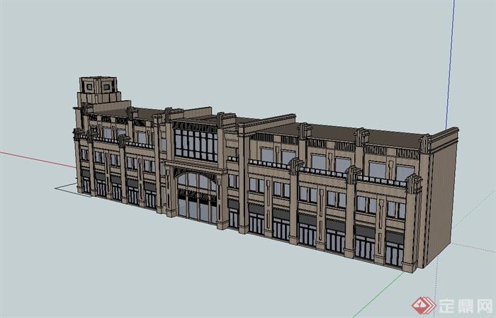 某新古典风格多层入口商业建筑楼设计su模型(2)
