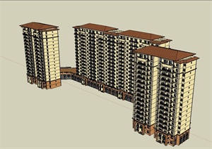 某简欧风格高层商业住宅楼建筑楼设计SU(草图大师)模型