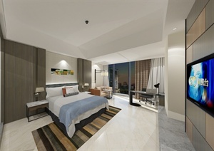 现代单身公寓室内空间设计SU(草图大师)模型加效果图