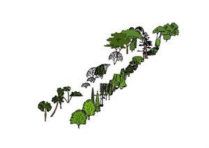 多种不同的景观植物素材设计SU(草图大师)模型