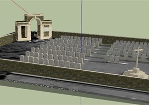 现代墓园陵园设计SU(草图大师)模型