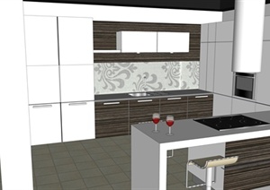 精品现代厨房室内设计SU(草图大师)模型
