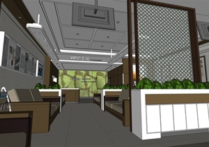 精品现代护士站室内空间设计SU(草图大师)模型