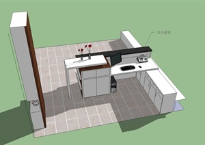 某现代简约办公桌设计SU(草图大师)模型
