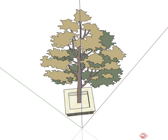 经典树池树木素材设计SU模型(3)