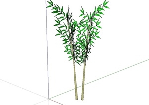 两棵竹子植物素材设计SU(草图大师)模型