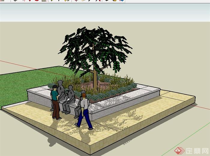 经典树池种植植物素材设计SU模型(1)