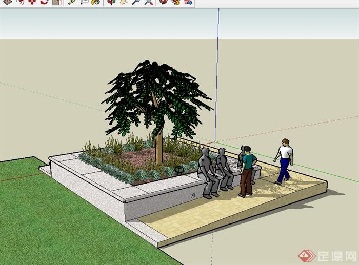经典树池种植植物素材设计SU模型(2)