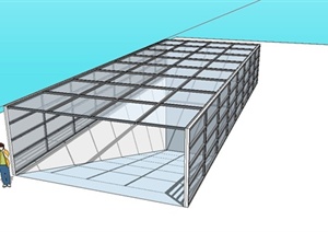 现代风格地下车库入口棚架设计SU(草图大师)模型