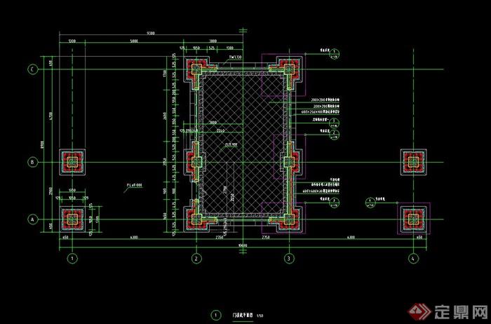 某新古典风格小区大门设计CAD施工图(2)