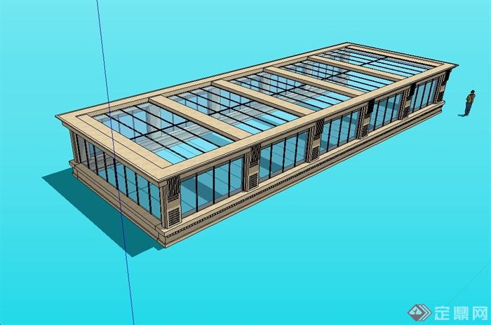 新古典风格车库入口玻璃棚架 设计su模型(3)