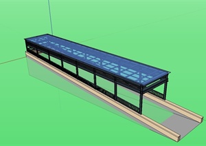 现代车库入口玻璃棚架设计SU(草图大师)模型